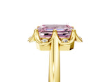 Yellow gold Fancy Pink Emerald  Halo Diamond Ring with Round Cluster Setting, Solitaire Band, and Four-Prong Setting_52