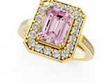 Yellow gold Fancy Pink Emerald  Halo Diamond Ring with Split Shank and Four-Prong Setting_50