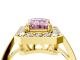 Yellow gold Fancy Pink Emerald  Halo Diamond Ring with Split Shank and Four-Prong Setting_53