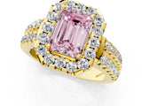 Yellow gold Fancy Pink Emerald  Halo Diamond Split Shank Engagement Ring with Prong Setting_52