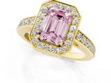 Yellow gold Fancy Pink Emerald  Halo Pavé Diamond Engagement Ring with Bezel Setting_36