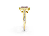 Yellow gold Fancy Pink Emerald  Halo Pavé Diamond Engagement Ring with Bezel Setting_37