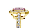 Yellow gold Fancy Pink Emerald  Halo Pavé Diamond Engagement Ring with Bezel Setting_40
