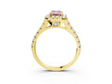 Yellow gold Fancy Pink Emerald  Halo Pavé Diamond Engagement Ring with Four-Prong Setting_30