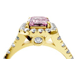 Yellow gold Fancy Pink Emerald  Halo Pavé Diamond Engagement Ring with Four-Prong Setting_31