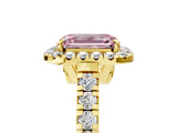 Yellow gold Fancy Pink Emerald  Halo Pavé Diamond Engagement Ring with Four-Prong Setting_32