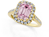 Yellow gold Fancy Pink Emerald  Halo Pavé Diamond Engagement Ring with Four-Prong Setting_4