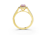 Yellow gold Fancy Pink Emerald  Halo Pavé Diamond Engagement Ring with Four-Prong Setting_6