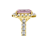 Yellow gold Fancy Pink Emerald  Halo Pavé Diamond Engagement Ring with Four-Prong Setting_8