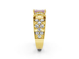 Yellow gold Fancy Pink Emerald  Halo Pave Diamond Engagement Ring with Milgrain Detailing_52