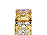 Yellow gold Fancy Pink Emerald  Halo Pave Diamond Engagement Ring with Milgrain Detailing_55