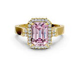 Yellow gold Fancy Pink Emerald  Halo Pave Split Shank Prong Setting Ring_63