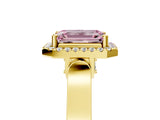 Yellow gold Fancy Pink Emerald  Halo Pave Split Shank Prong Setting Ring_68
