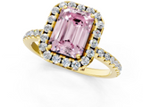 Yellow gold Fancy Pink Emerald  Halo Round Diamond Pavé Band Four-Prong Ring_4
