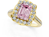 Yellow gold Fancy Pink Emerald  Halo Round Diamond Pave Band with Four-Prong Setting_39