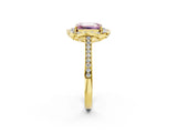 Yellow gold Fancy Pink Emerald  Halo Round Diamond Pave Band with Four-Prong Setting_40