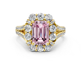 Yellow gold Fancy Pink Emerald  Halo Split Shank Diamond Engagement Ring with Pave Band and Four-Prong Setting_54