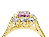 Yellow gold Fancy Pink Emerald  Halo Split Shank Diamond Engagement Ring with Pave Band and Four-Prong Setting_58