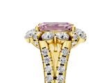 Yellow gold Fancy Pink Emerald  Halo Split Shank Diamond Engagement Ring with Pave Band and Four-Prong Setting_59