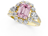 Yellow gold Fancy Pink Emerald  Halo Split Shank Diamond Engagement Ring with Prong Setting_21