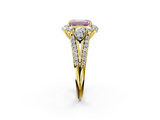 Yellow gold Fancy Pink Emerald  Halo Split Shank Diamond Engagement Ring with Prong Setting_22