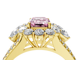 Yellow gold Fancy Pink Emerald  Halo Split Shank Diamond Engagement Ring with Prong Setting_24