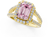 Yellow gold Fancy Pink Emerald  Halo Split Shank Diamond Ring with Four-Prong Setting_33