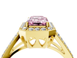 Yellow gold Fancy Pink Emerald  Halo Split Shank Diamond Ring with Four-Prong Setting_36