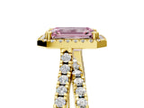 Yellow gold Fancy Pink Emerald  Halo Split Shank Diamond Ring with Pavé Setting_31