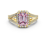 Yellow gold Fancy Pink Emerald  Halo Split Shank Diamond Ring with Prong Setting_23