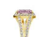 Yellow gold Fancy Pink Emerald  Halo Split Shank Diamond Ring with Prong Setting_28