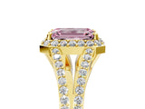 Yellow gold Fancy Pink Emerald  Halo Split Shank Pave Diamond Ring with Four-Prong Setting_54