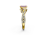 Yellow gold Fancy Pink Emerald  Halo Twist Band Solitaire Prong Setting Ring_49