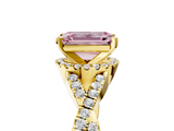 Yellow gold Fancy Pink Emerald  Halo Twist Band Solitaire Prong Setting Ring_52