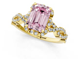 Yellow gold Fancy Pink Emerald  Halo Twist Band Solitaire Ring with Six-Prong Setting_34