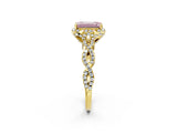Yellow gold Fancy Pink Emerald  Halo Twist Band Solitaire Ring with Six-Prong Setting_35