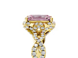 Yellow gold Fancy Pink Emerald  Halo Twist Band Solitaire Ring with Six-Prong Setting_38