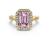 Yellow gold Fancy Pink Emerald  Halo Twist Band Solitaire Ring_20