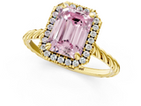 Yellow gold Fancy Pink Emerald  Halo Twisted Band Four-Prong Diamond Ring_21