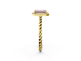Yellow gold Fancy Pink Emerald  Halo Twisted Band Four-Prong Diamond Ring_22