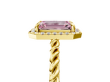 Yellow gold Fancy Pink Emerald  Halo Twisted Band Four-Prong Diamond Ring_25