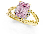 Yellow gold Fancy Pink Emerald  Halo Twisted Band Four-Prong Ring_51