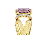 Yellow gold Fancy Pink Emerald  Halo Twisted Band Four-Prong Ring_55