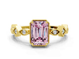 Yellow gold Fancy Pink Emerald  Milgrain Marquise Diamond Twist Band Ring_62