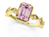 Yellow gold Fancy Pink Emerald  Milgrain Marquise Diamond Twist Band Ring_63