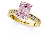 Yellow gold Fancy Pink Emerald  Milgrain Pave Diamond Engagement Ring with Four-Prong Setting_136