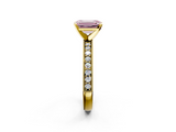 Yellow gold Fancy Pink Emerald  Milgrain Pave Diamond Engagement Ring with Four-Prong Setting_137