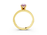 Yellow gold Fancy Pink Emerald  Milgrain Pave Diamond Engagement Ring with Four-Prong Setting_138