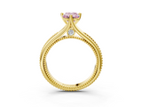 Yellow gold Fancy Pink Emerald  Solitaire Beaded Band Six-Prong Setting_3