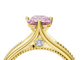 Yellow gold Fancy Pink Emerald  Solitaire Beaded Band Six-Prong Setting_4